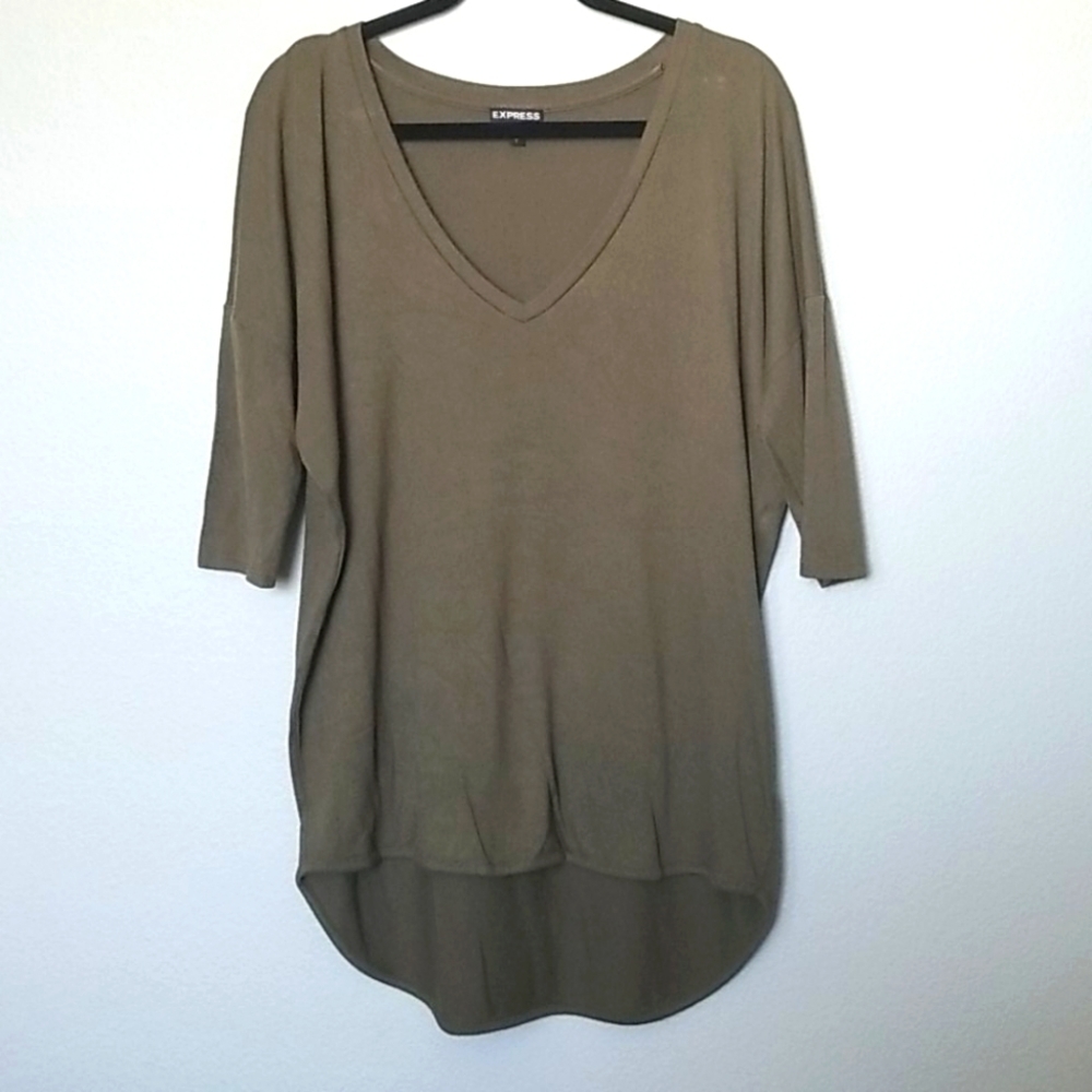 Express green tunic sweater top large